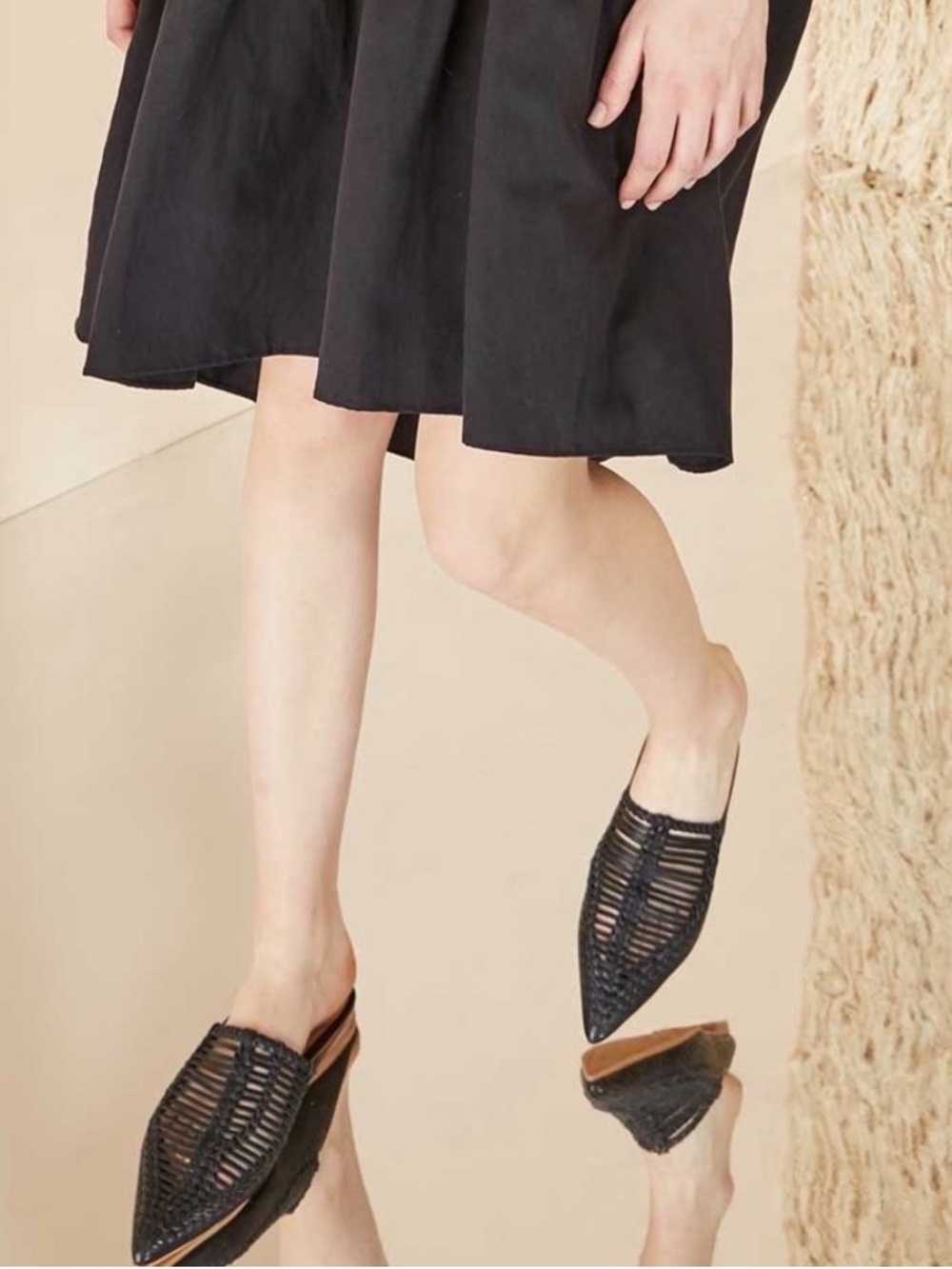 Ulla Johnson Jana Babouche Black Pointed Toe Leather Mules Size 7 US or 37 EU